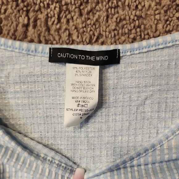 Blue Cap Sleeve Sundress with Crew Neck - Picture 2 of 6